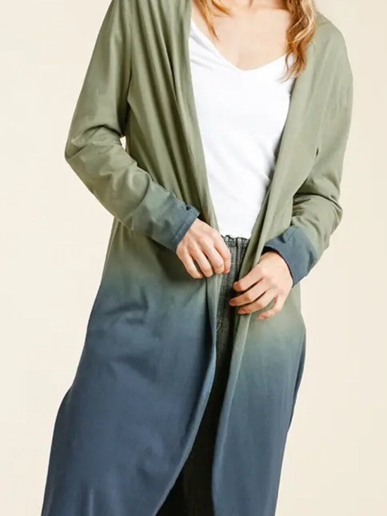 Umgee Sweaters - Umgee Ombre Lightweight Open Front Long Cardigan Green Blue NEW